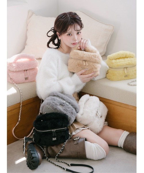 Darich♡フェイクファーショルダーミニバッグ♡ブラック フェイクファーショルダーミニバッグ（ショルダーバッグ