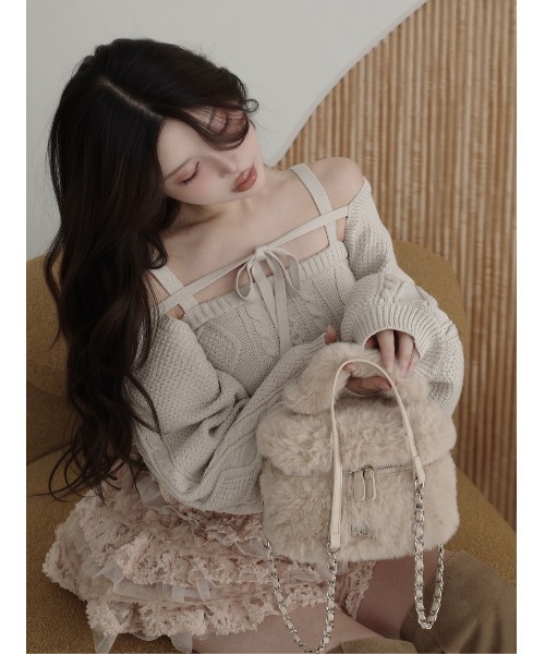 Darich フェイクファーショルダーミニバッグ ホワイト フェイクファーショルダーミニバッグ（ショルダーバッグ）｜Darich