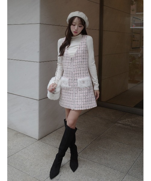 darich ダーリッチ フェイクファーショルダーミニバッグ グレー