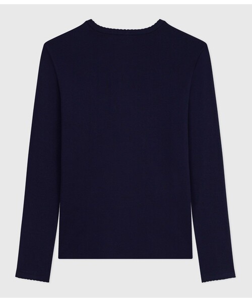PETIT BATEAU(プチバトー)の「ポワンココットクルーネック長袖Tシャツ(Tシャツ/カットソー・レディース・ネイビー/ライトパープル・XX-SMALL/X-SMALL/SMALL/MEDIUM)」の3枚目の写真