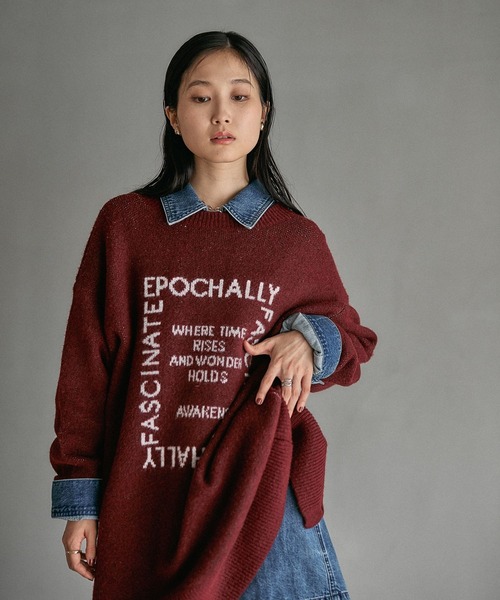 5ゲージ2WAYロゴチュニックカーディガン 595309（カーディガン/ボレロ