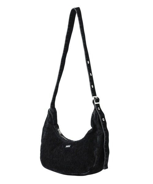 X-girl(エックスガール)の「FLOCKED DENIM BAG(ショルダーバッグ・レディース・ブラック/インディゴブルー・ONE SIZE)」の3枚目の写真