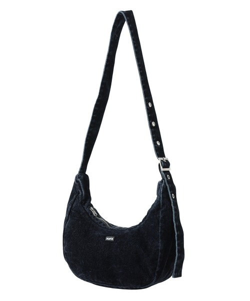 X-girl(エックスガール)の「FLOCKED DENIM BAG(ショルダーバッグ・レディース・ブラック/インディゴブルー・ONE SIZE)」の6枚目の写真