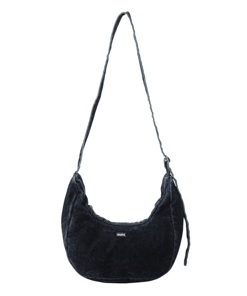 X-girl(エックスガール)の「FLOCKED DENIM BAG(ショルダーバッグ・レディース・ブラック/インディゴブルー・ONE SIZE)」の7枚目の写真
