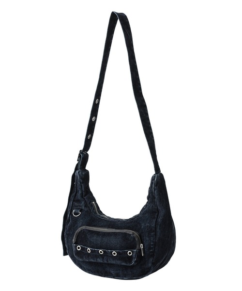 X-girl(エックスガール)の「FLOCKED DENIM BAG(ショルダーバッグ・レディース・ブラック/インディゴブルー・ONE SIZE)」の13枚目の写真