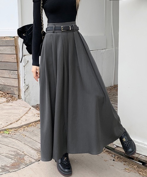 ONEP STAR（ワンピスター）の「ハイウエストロングプリーツスカート（スカート・レディース・ブラック/グレー/テラコッタ・MEDIUM/LARGE/X-LARGE）」の6枚目の写真
