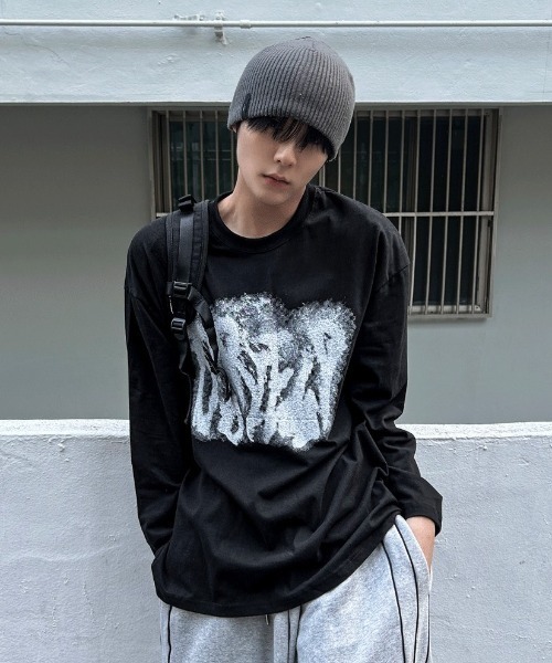 COSYHARU（コシハル）の「ルーズフィットスウェットTシャツ（Tシャツ/カットソー・メンズ・ブラック/オートミール/ホワイト・FREE）」の3枚目の写真