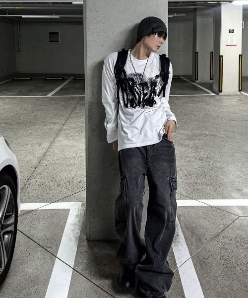 COSYHARU（コシハル）の「ルーズフィットスウェットTシャツ（Tシャツ/カットソー・メンズ・ブラック/オートミール/ホワイト・FREE）」の19枚目の写真