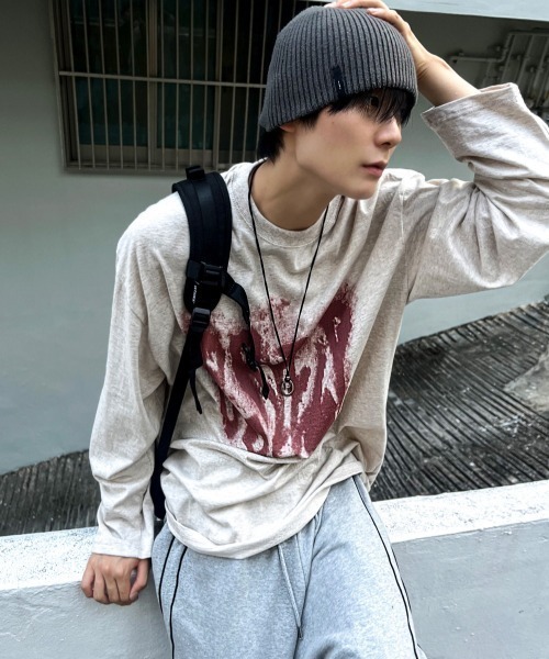 COSYHARU（コシハル）の「ルーズフィットスウェットTシャツ（Tシャツ/カットソー・メンズ・ブラック/オートミール/ホワイト・FREE）」の5枚目の写真