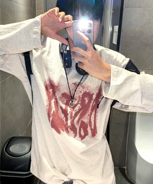 COSYHARU（コシハル）の「ルーズフィットスウェットTシャツ（Tシャツ/カットソー・メンズ・ブラック/オートミール/ホワイト・FREE）」の10枚目の写真