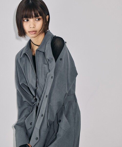 UNITED TOKYO（ユナイテッドトウキョウ）の「【3WAY】ボタンスリーブジャンプスーツ｜ウォッシャブル/オールインワン/レイヤード/防シワ/速乾/ストレッチ/細見え/春服（つなぎ/オールインワン・レディース・ブラウン/グレー・1/2）」の21枚目の写真