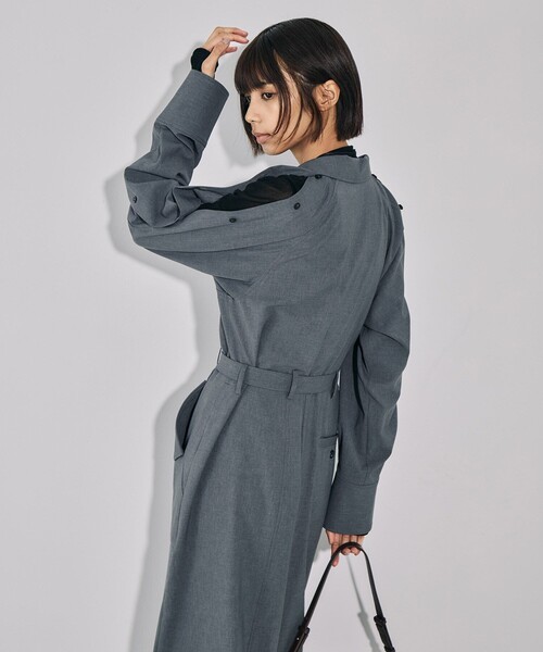 UNITED TOKYO（ユナイテッドトウキョウ）の「【3WAY】ボタンスリーブジャンプスーツ｜ウォッシャブル/オールインワン/レイヤード/防シワ/速乾/ストレッチ/細見え/春服（つなぎ/オールインワン・レディース・ブラウン/グレー・1/2）」の18枚目の写真