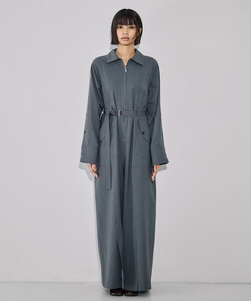 UNITED TOKYO（ユナイテッドトウキョウ）の「【3WAY】ボタンスリーブジャンプスーツ｜ウォッシャブル/オールインワン/レイヤード/防シワ/速乾/ストレッチ/細見え/春服（つなぎ/オールインワン・レディース・ブラウン/グレー・1/2）」の20枚目の写真
