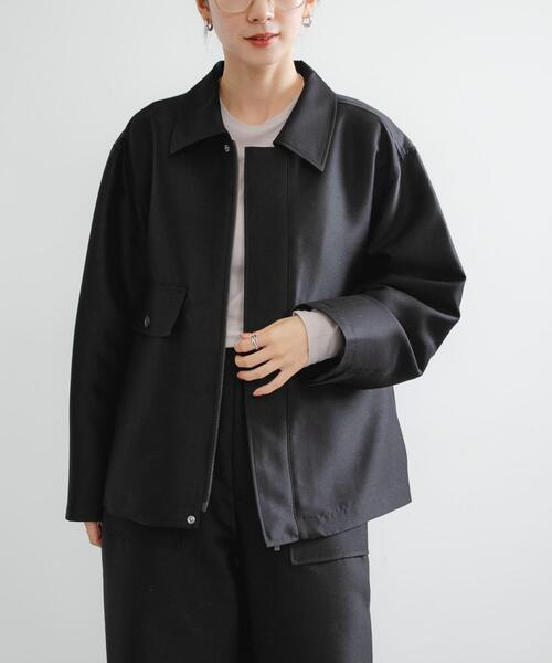 URBAN RESEARCH(アーバンリサーチ)の「new basic WOOL SILK BOX JACKET(その他アウター・レディース・ブラック・FREE)」の4枚目の写真