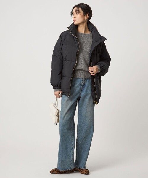 【完売品】タフタスタンドカラーダウン-撥水・ウォッシャブル- ブラック38 UNITED ARROWS green label relaxing｜タフタ リバーシブル