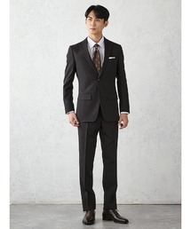 Perfect Suit FActory（パーフェクトスーツファクトリー）の「《WASH SUIT》WEB限定スーツ【洗える/4WAYストレッチ】織柄　ブラック（スーツセット）」