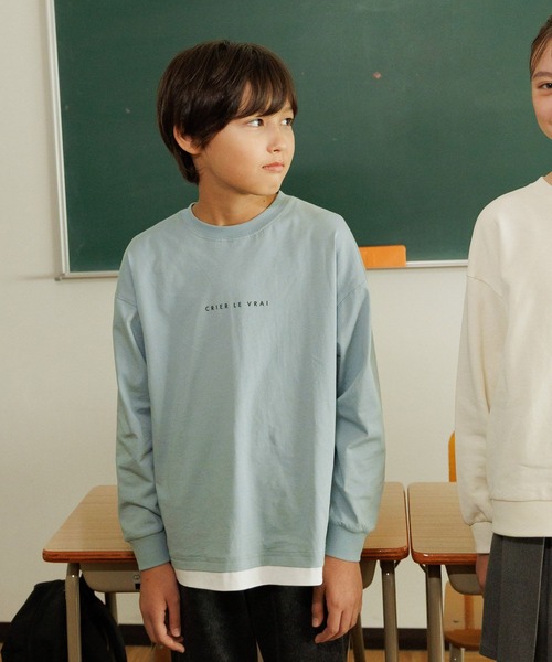 GLOBAL WORK（グローバルワーク）の「ヘビロッTEE/レイヤード長袖/579703（Tシャツ/カットソー・キッズ・ライトグレー/ブラック/ライトグリーン・130cm/140cm/150cm/160cm）」の21枚目の写真