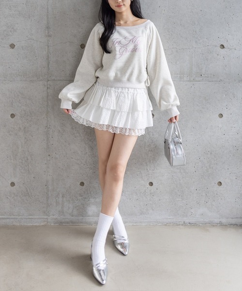 clear（クリア）の「ラインストーンビッグロゴスウェット［Y2K カジュアル 着回し力抜群］（スウェット・レディース・オートミール/グレー/ブラック・F）」の6枚目の写真