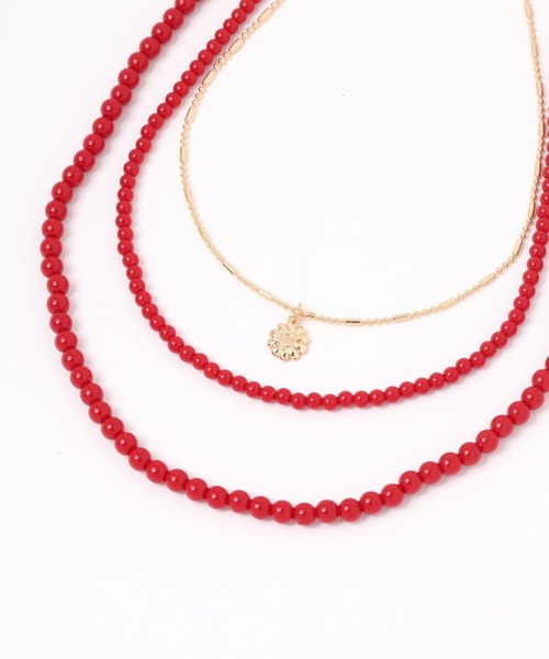 niko and...（ニコアンド）の「3SETマルチビーズネックレス（ネックレス・レディース・レッド/ホワイト/イエロー/グレー・0）」の4枚目の写真