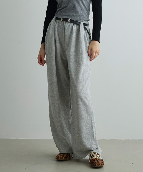 Mirette(ミレット)の「ベルトデザインスウェットワイドパンツ / Belt Design Sweat Wide Pants(スウェットパンツ・レディース・ホワイト/ブラック/グレー・FREE)」の3枚目の写真