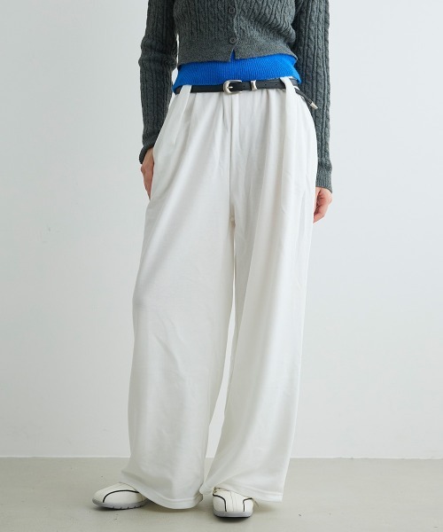 Mirette(ミレット)の「ベルトデザインスウェットワイドパンツ / Belt Design Sweat Wide Pants(スウェットパンツ・レディース・ホワイト/ブラック/グレー・FREE)」の5枚目の写真