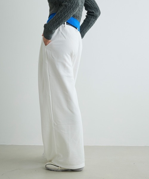 Mirette(ミレット)の「ベルトデザインスウェットワイドパンツ / Belt Design Sweat Wide Pants(スウェットパンツ・レディース・ホワイト/ブラック/グレー・FREE)」の6枚目の写真