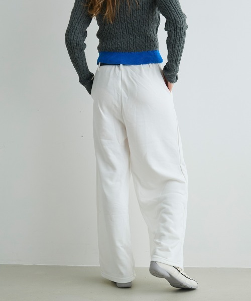 Mirette(ミレット)の「ベルトデザインスウェットワイドパンツ / Belt Design Sweat Wide Pants(スウェットパンツ・レディース・ホワイト/ブラック/グレー・FREE)」の7枚目の写真