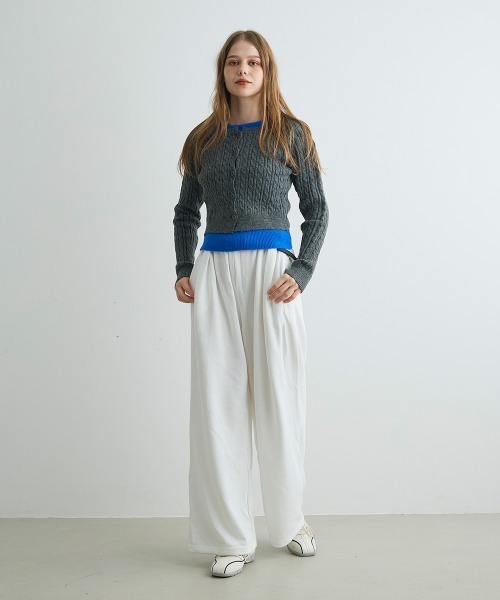 Mirette(ミレット)の「ベルトデザインスウェットワイドパンツ / Belt Design Sweat Wide Pants(スウェットパンツ・レディース・ホワイト/ブラック/グレー・FREE)」の8枚目の写真