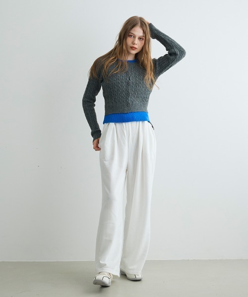 Mirette(ミレット)の「ベルトデザインスウェットワイドパンツ / Belt Design Sweat Wide Pants(スウェットパンツ・レディース・ホワイト/ブラック/グレー・FREE)」の9枚目の写真