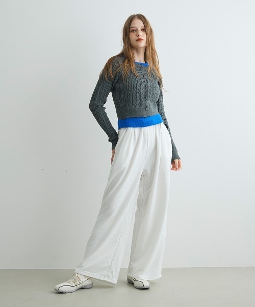 Mirette(ミレット)の「ベルトデザインスウェットワイドパンツ / Belt Design Sweat Wide Pants(スウェットパンツ・レディース・ホワイト/ブラック/グレー・FREE)」の10枚目の写真