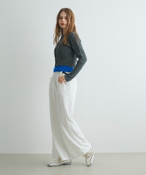 Mirette(ミレット)の「ベルトデザインスウェットワイドパンツ / Belt Design Sweat Wide Pants(スウェットパンツ・レディース・ホワイト/ブラック/グレー・FREE)」の11枚目の写真
