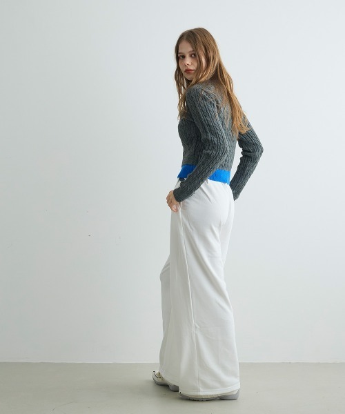 Mirette(ミレット)の「ベルトデザインスウェットワイドパンツ / Belt Design Sweat Wide Pants(スウェットパンツ・レディース・ホワイト/ブラック/グレー・FREE)」の13枚目の写真