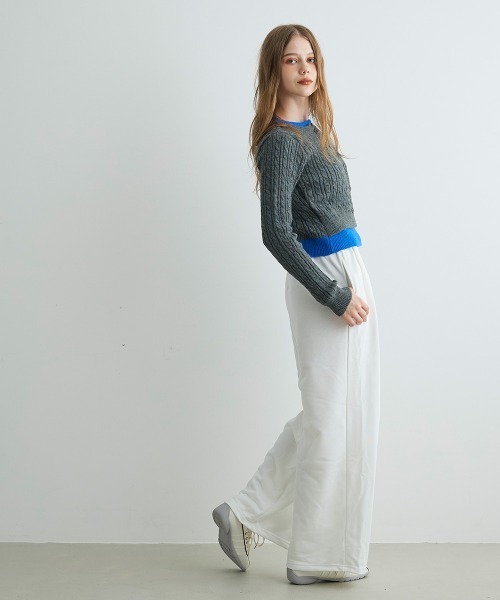 Mirette(ミレット)の「ベルトデザインスウェットワイドパンツ / Belt Design Sweat Wide Pants(スウェットパンツ・レディース・ホワイト/ブラック/グレー・FREE)」の14枚目の写真