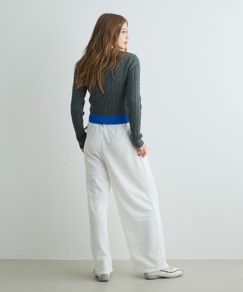 Mirette(ミレット)の「ベルトデザインスウェットワイドパンツ / Belt Design Sweat Wide Pants(スウェットパンツ・レディース・ホワイト/ブラック/グレー・FREE)」の15枚目の写真