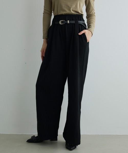 Mirette(ミレット)の「ベルトデザインスウェットワイドパンツ / Belt Design Sweat Wide Pants(スウェットパンツ・レディース・ホワイト/ブラック/グレー・FREE)」の16枚目の写真