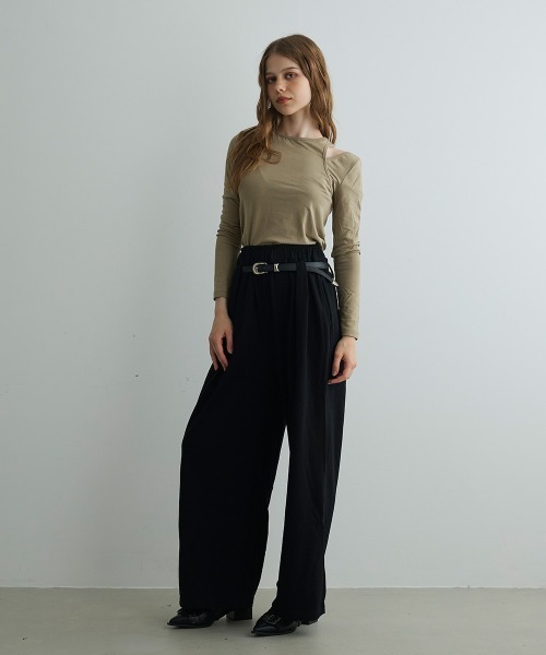 Mirette(ミレット)の「ベルトデザインスウェットワイドパンツ / Belt Design Sweat Wide Pants(スウェットパンツ・レディース・ホワイト/ブラック/グレー・FREE)」の20枚目の写真