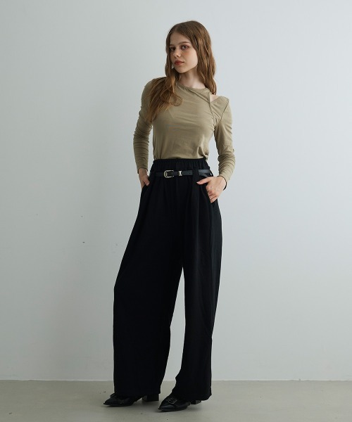 Mirette(ミレット)の「ベルトデザインスウェットワイドパンツ / Belt Design Sweat Wide Pants(スウェットパンツ・レディース・ホワイト/ブラック/グレー・FREE)」の22枚目の写真