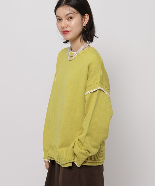 セール】ブランケットステッチラクリルプルオーバー（ニット/セーター