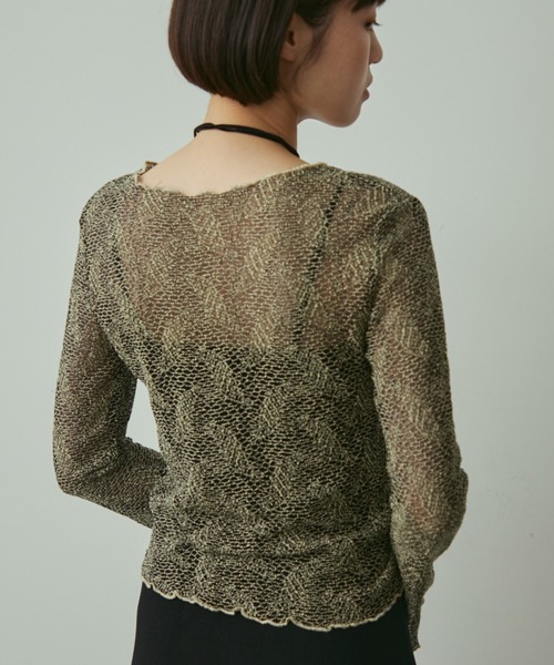 full/fill.(フルフィル)の「sheea lace tops / シアーレーストップス(Tシャツ/カットソー・レディース・ブラック/アイボリー・FREE)」の1枚目の写真