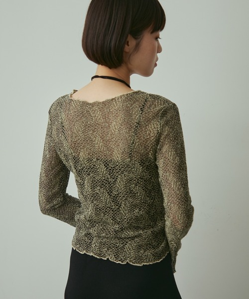full/fill.(フルフィル)の「sheea lace tops / シアーレーストップス(Tシャツ/カットソー・レディース・ブラック/アイボリー・FREE)」の6枚目の写真