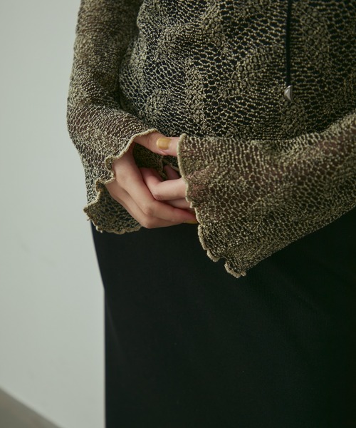full/fill.(フルフィル)の「sheea lace tops / シアーレーストップス(Tシャツ/カットソー・レディース・ブラック/アイボリー・FREE)」の7枚目の写真