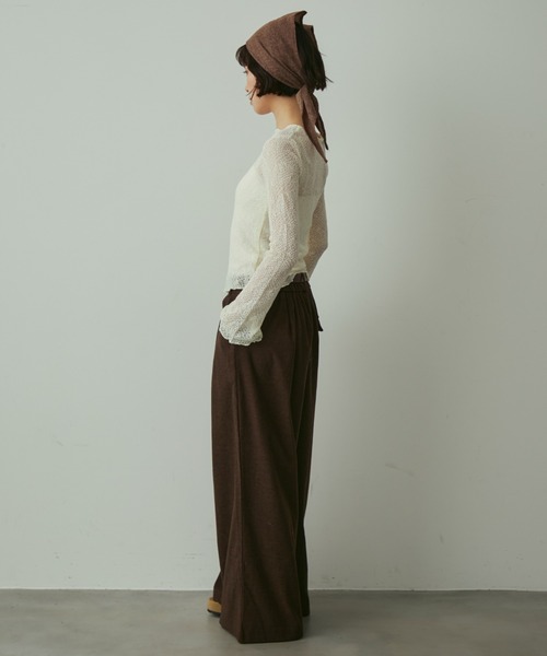 full/fill.(フルフィル)の「sheea lace tops / シアーレーストップス(Tシャツ/カットソー・レディース・ブラック/アイボリー・FREE)」の15枚目の写真