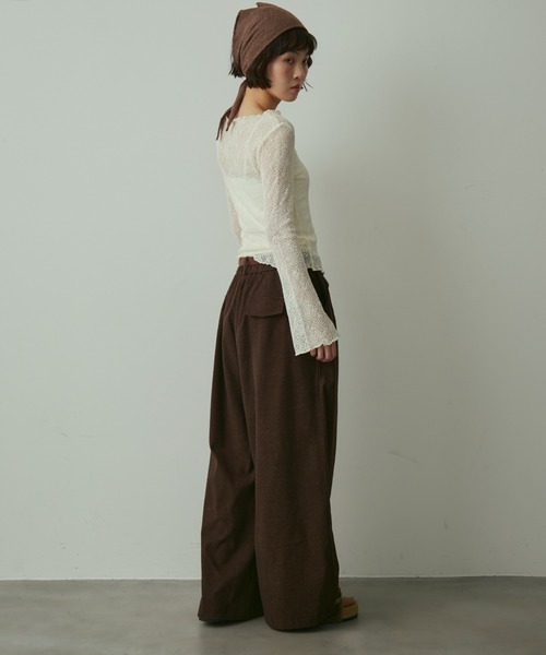 full/fill.(フルフィル)の「sheea lace tops / シアーレーストップス(Tシャツ/カットソー・レディース・ブラック/アイボリー・FREE)」の16枚目の写真