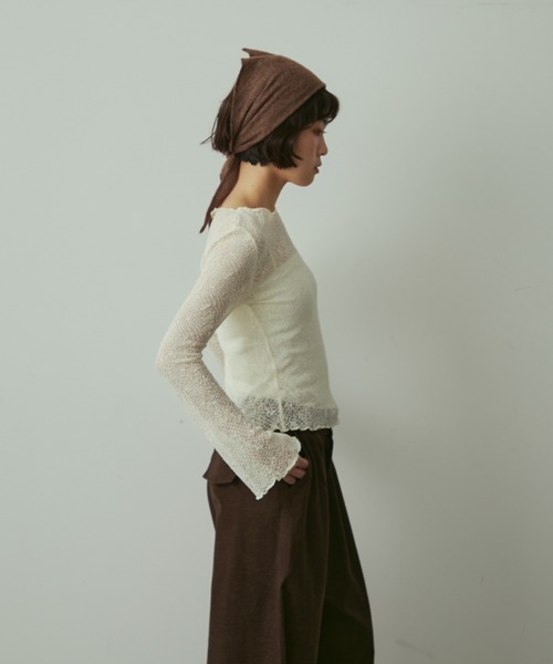 full/fill.(フルフィル)の「sheea lace tops / シアーレーストップス(Tシャツ/カットソー・レディース・ブラック/アイボリー・FREE)」の17枚目の写真
