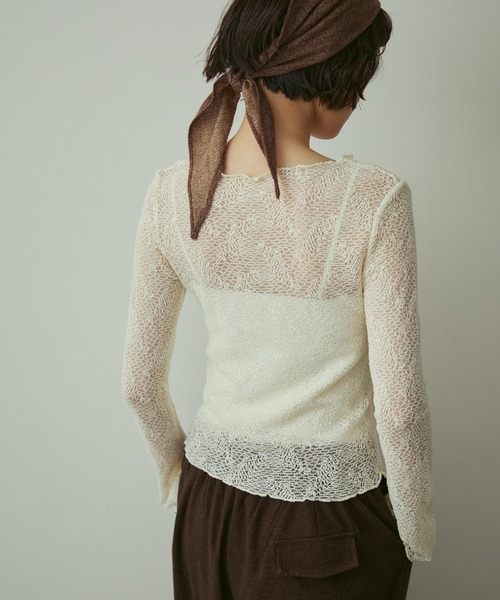 full/fill.(フルフィル)の「sheea lace tops / シアーレーストップス(Tシャツ/カットソー・レディース・ブラック/アイボリー・FREE)」の12枚目の写真