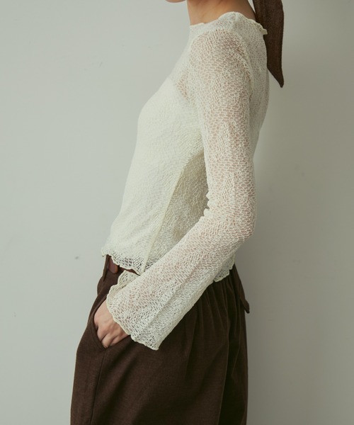 full/fill.(フルフィル)の「sheea lace tops / シアーレーストップス(Tシャツ/カットソー・レディース・ブラック/アイボリー・FREE)」の14枚目の写真