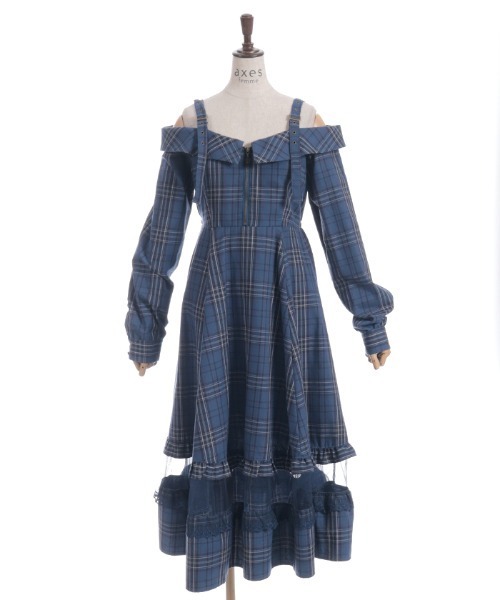 axes femme(アクシーズファム)の「タータンチェック肩開ワンピース(ワンピース・レディース・ミント/ワイン/ネイビー・FREE)」の20枚目の写真