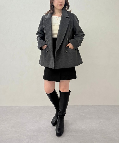 31 Sons de mode（トランテアン　ソン　ドゥ　モード）の「2025秋冬新作 ダブルショートコート（チェスターコート・レディース・ブラウン/チャコールグレー/ベージュ・S/M）」の19枚目の写真