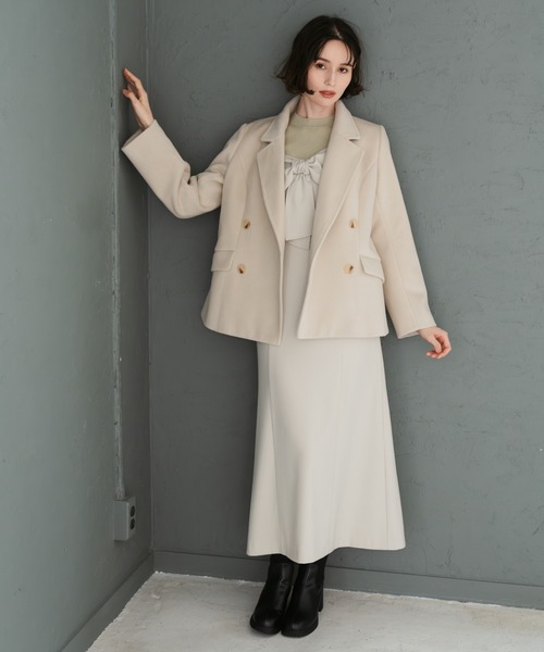 31 Sons de mode（トランテアン　ソン　ドゥ　モード）の「2025秋冬新作 ダブルショートコート（チェスターコート・レディース・ブラウン/チャコールグレー/ベージュ・S/M）」の4枚目の写真