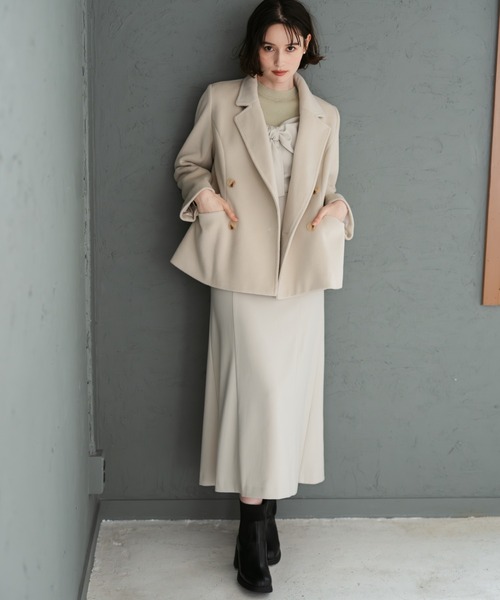 31 Sons de mode（トランテアン　ソン　ドゥ　モード）の「2025秋冬新作 ダブルショートコート（チェスターコート・レディース・ブラウン/チャコールグレー/ベージュ・S/M）」の5枚目の写真